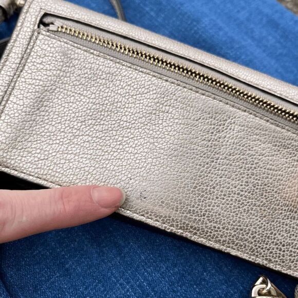 CoachβGold Pebbled Leather Crossbody & Matching Wallet, Retired Set - Picture 6 of 16